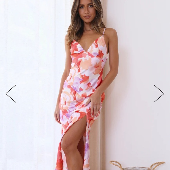 Hello Molly NWT pretty szn midi dress orange - Picture 1 of 5